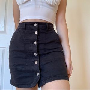 black button up mini skirt with elastic waist